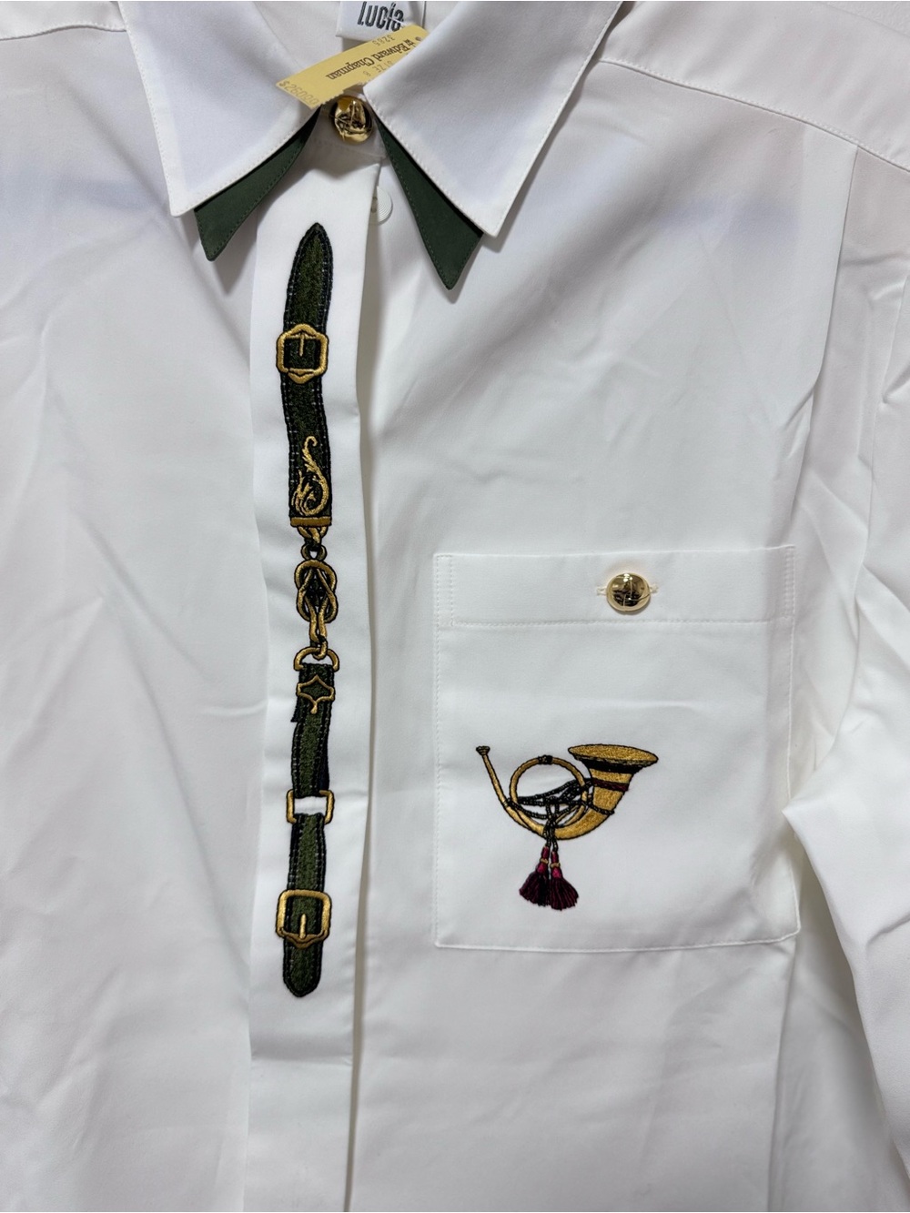 Vintage Lucia White Equestrian Trompe L'oeil Shirt — Edward Chapman Exclusive